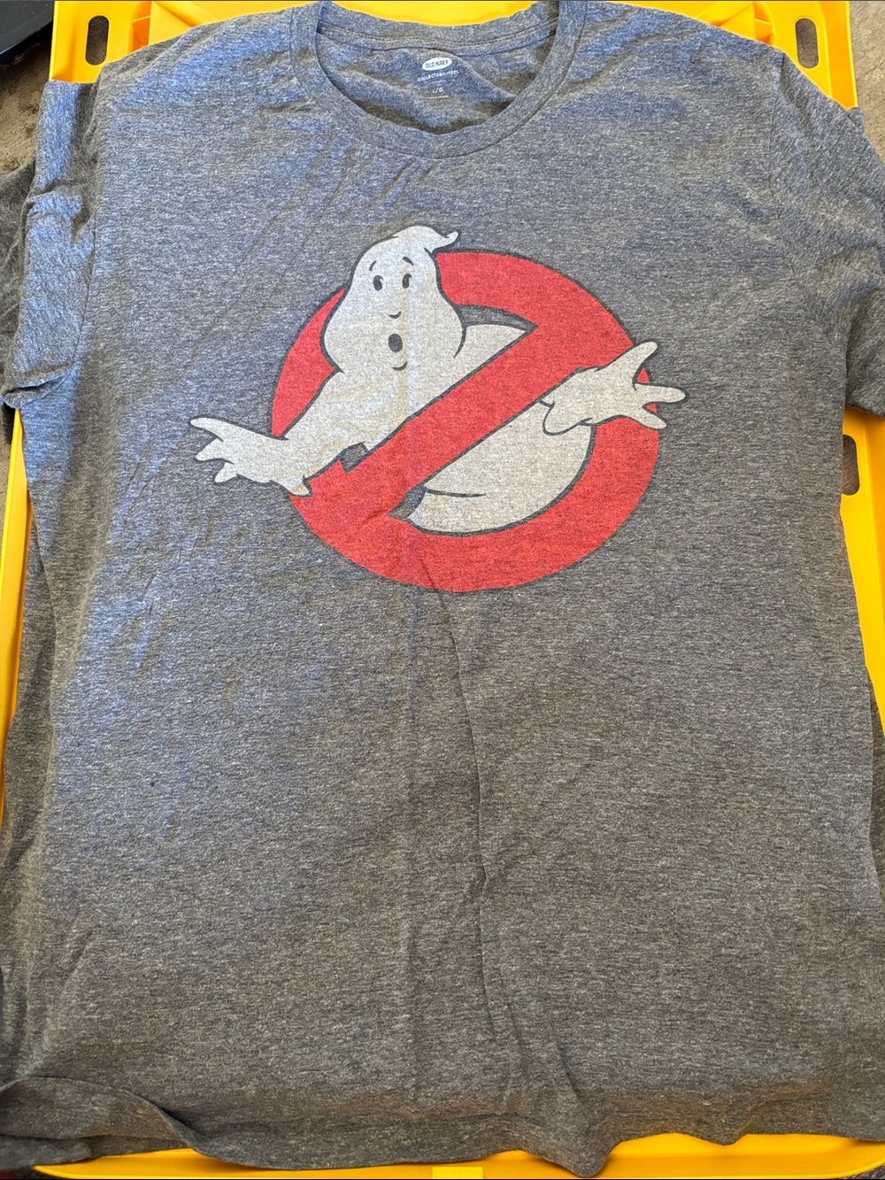 Old Navy Gray Short Sleeve T-Shirt with Red & White Ghostbusters Logo